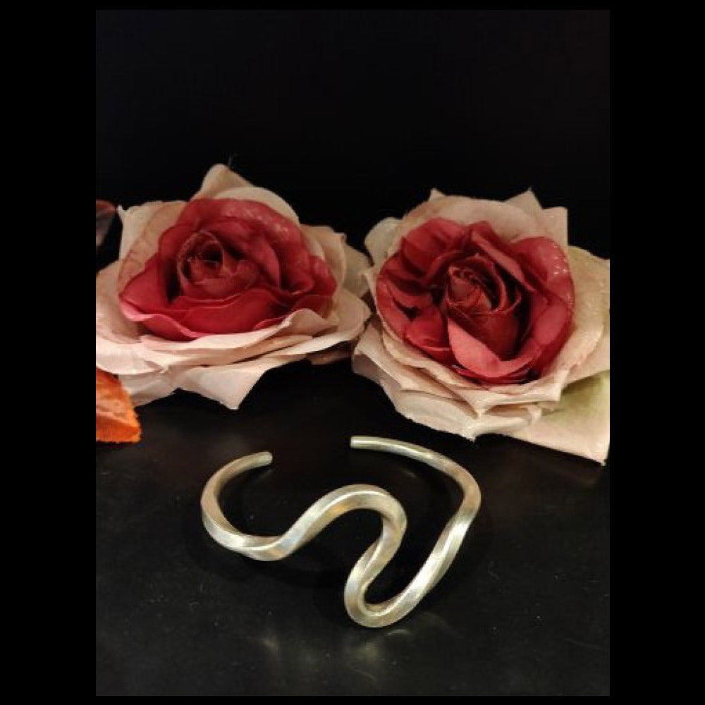 Solid Swirl Arc Bracelet – handcrafted 92.5 sterling silver bracelet by My Motifs