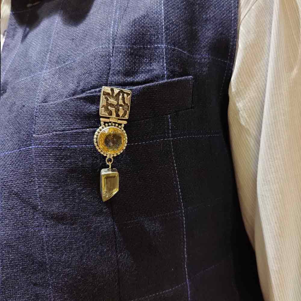 Natural Gemstones Silver Brooch – handcrafted 92.5 sterling silver brooch by My Motifs