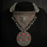 Aabha – handcrafted oxidised 92.5 sterling silver necklace by My Motifs