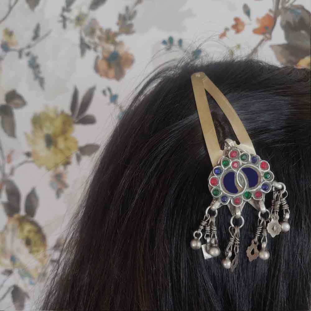 Ghungroo Dangler Tik Tak Pin – handcrafted 92.5 sterling silver hair pin by My Motifs