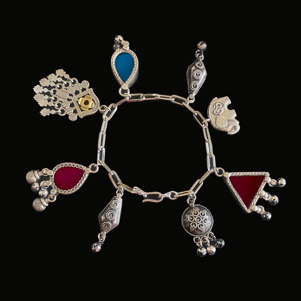 Silver Charms Bracelet With Ghungroo – handcrafted 92.5 sterling silver bracelet by My Motifs