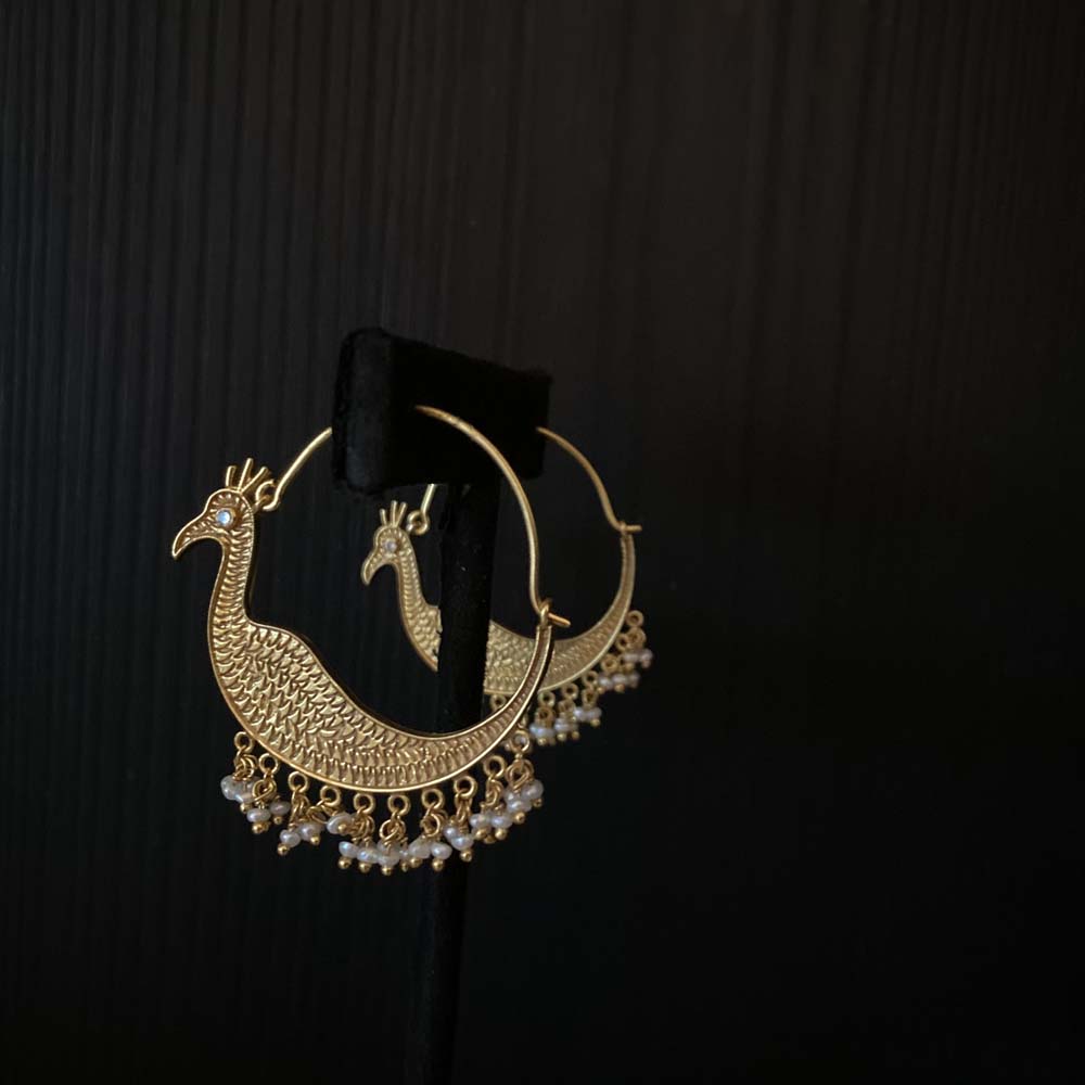 Anji – handcrafted gold-tone 92.5 sterling silver earrings by My Motifs