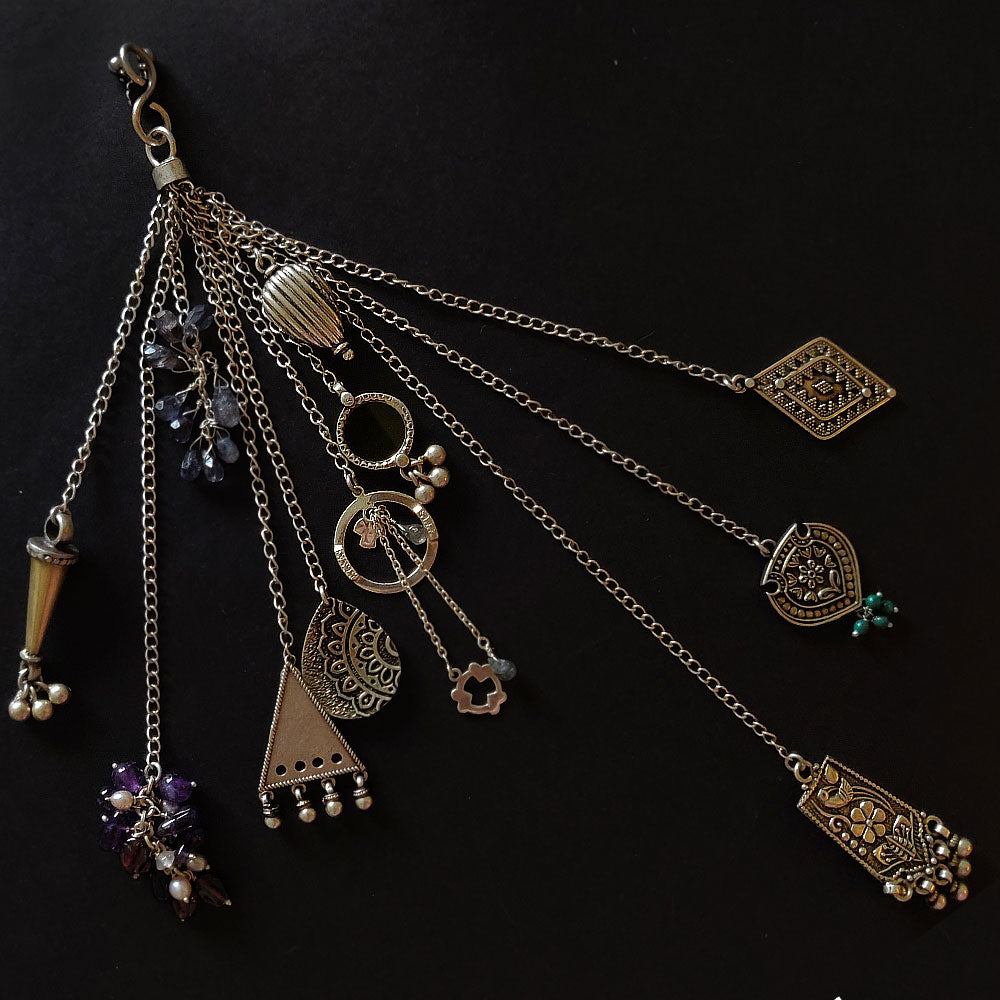 Motifs Dual Tone Keychain – handcrafted dual-tone 92.5 sterling silver keychain by My Motifs
