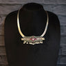 Silver Choker With Broad Green And Pink Stone Band – handcrafted 92.5 sterling silver choker by My Motifs