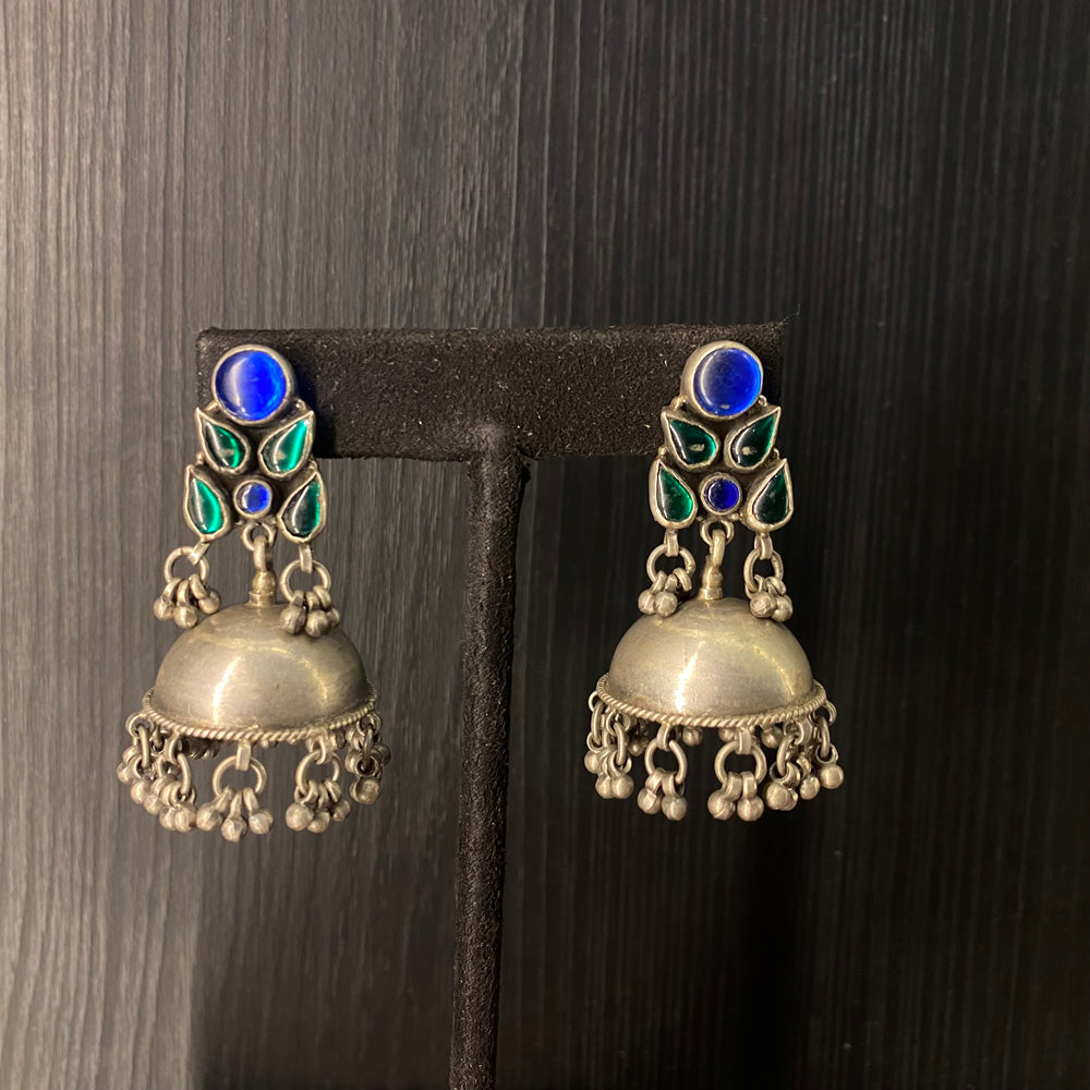 Aitri – silver jhumka earrings with ghungroo details – My Motifs