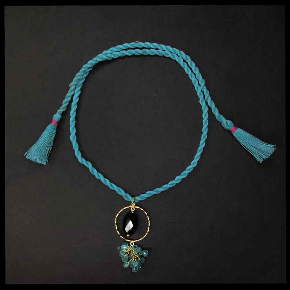 Blue Stone Lumba Rakhi – handcrafted 92.5 sterling silver rakhi by My Motifs