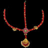 Minimalistic Red Harness With Gold Details – handcrafted 92.5 sterling silver mang tikka by My Motifs
