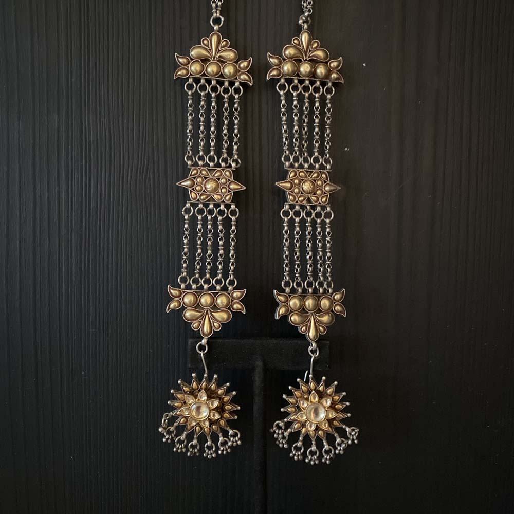 Alagi – handcrafted dual-tone 92.5 sterling silver earrings by My Motifs