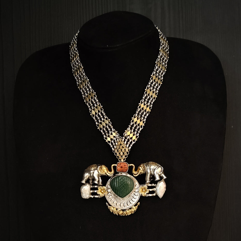Lahari – handcrafted dual-tone 92.5 sterling silver necklace by My Motifs