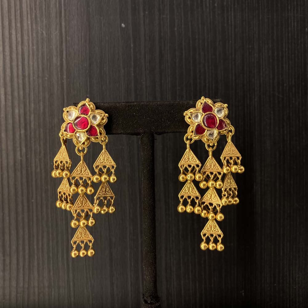 Urvay – handcrafted gold-tone 92.5 sterling silver earrings by My Motifs