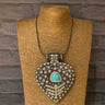 Drop Shaped Wooden Onyx Pendant – handcrafted wood and silver pendant with onyx by My Motifs