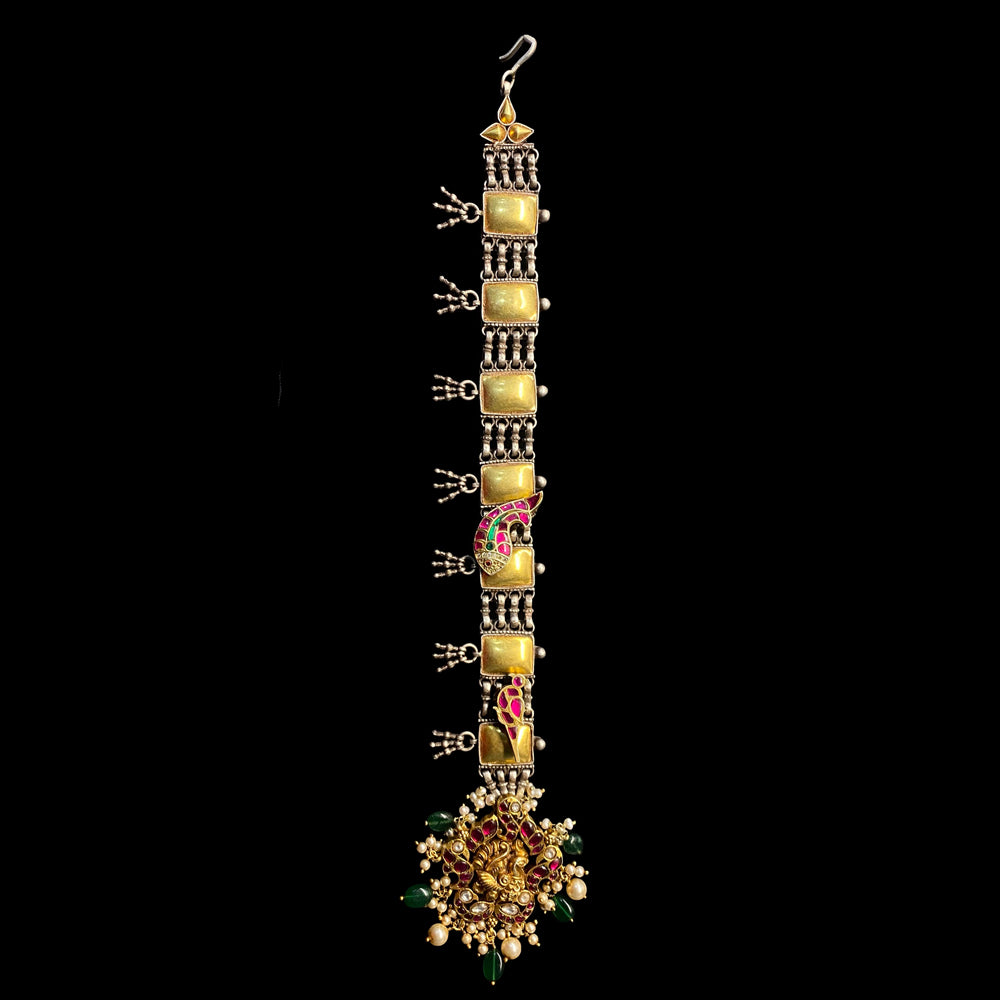 Agami – handcrafted gold-tone 92.5 sterling silver mang tikka by My Motifs