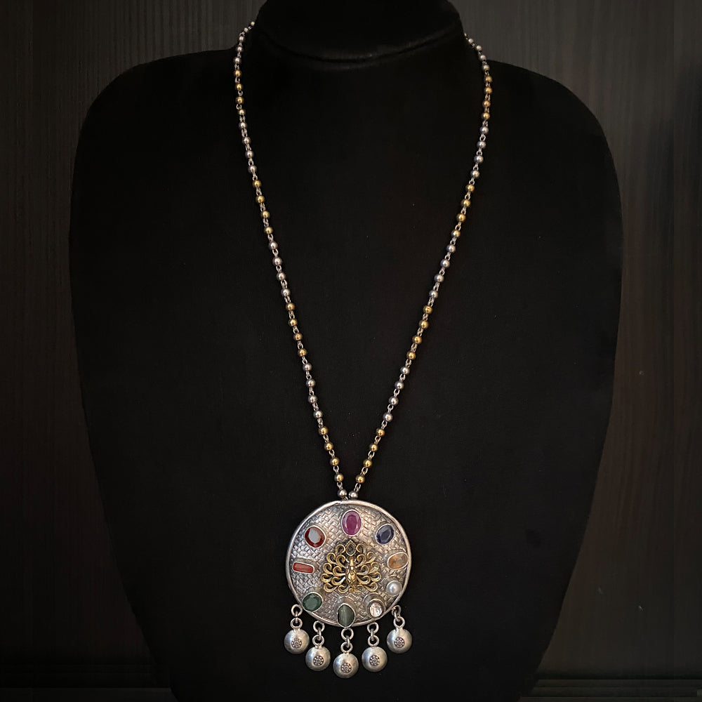 Zahara – handcrafted dual-tone 92.5 sterling silver necklace by My Motifs