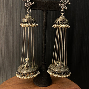 Prin – handcrafted 92.5 sterling silver earrings by My Motifs, view 3