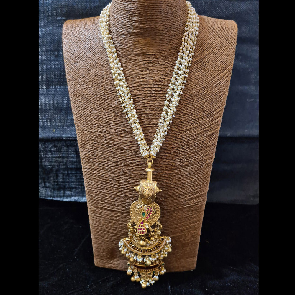 Sonar Bangla Haar – silver necklace with pearls and peacock motifs – My Motifs