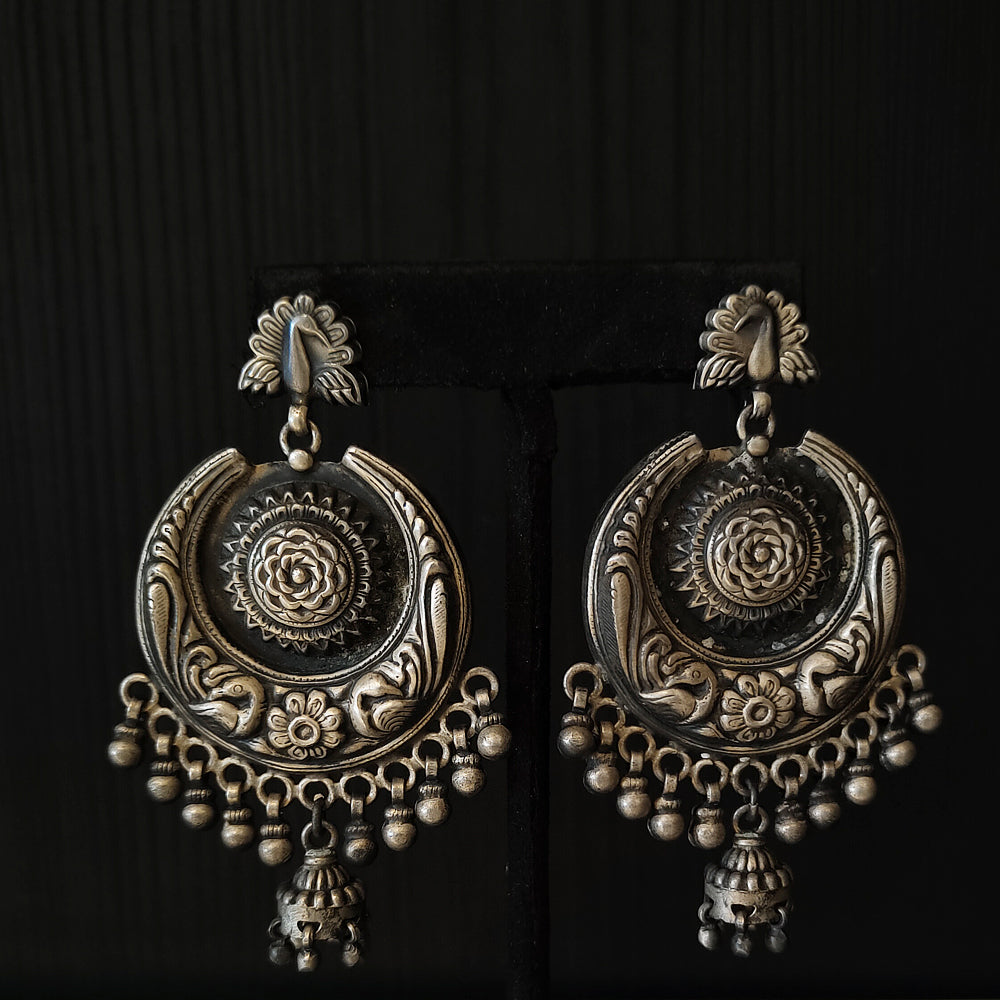 Dithi – silver chandbali earrings – My Motifs