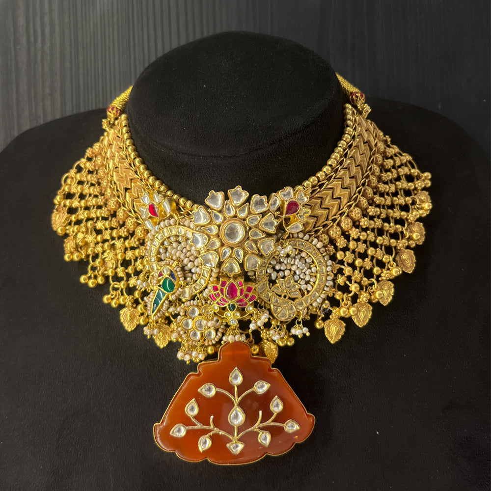 Nur Jahan – silver necklace with pearls and kundan – My Motifs