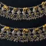 Vamsa – dual-tone silver anklet with ghungroo details, image 2 – My Motifs