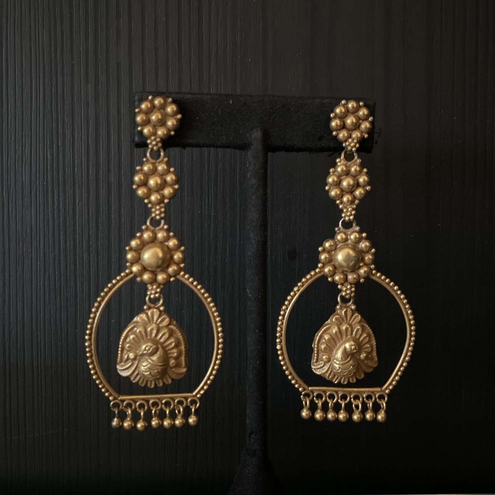 Lekha – handcrafted gold-tone 92.5 sterling silver earrings by My Motifs