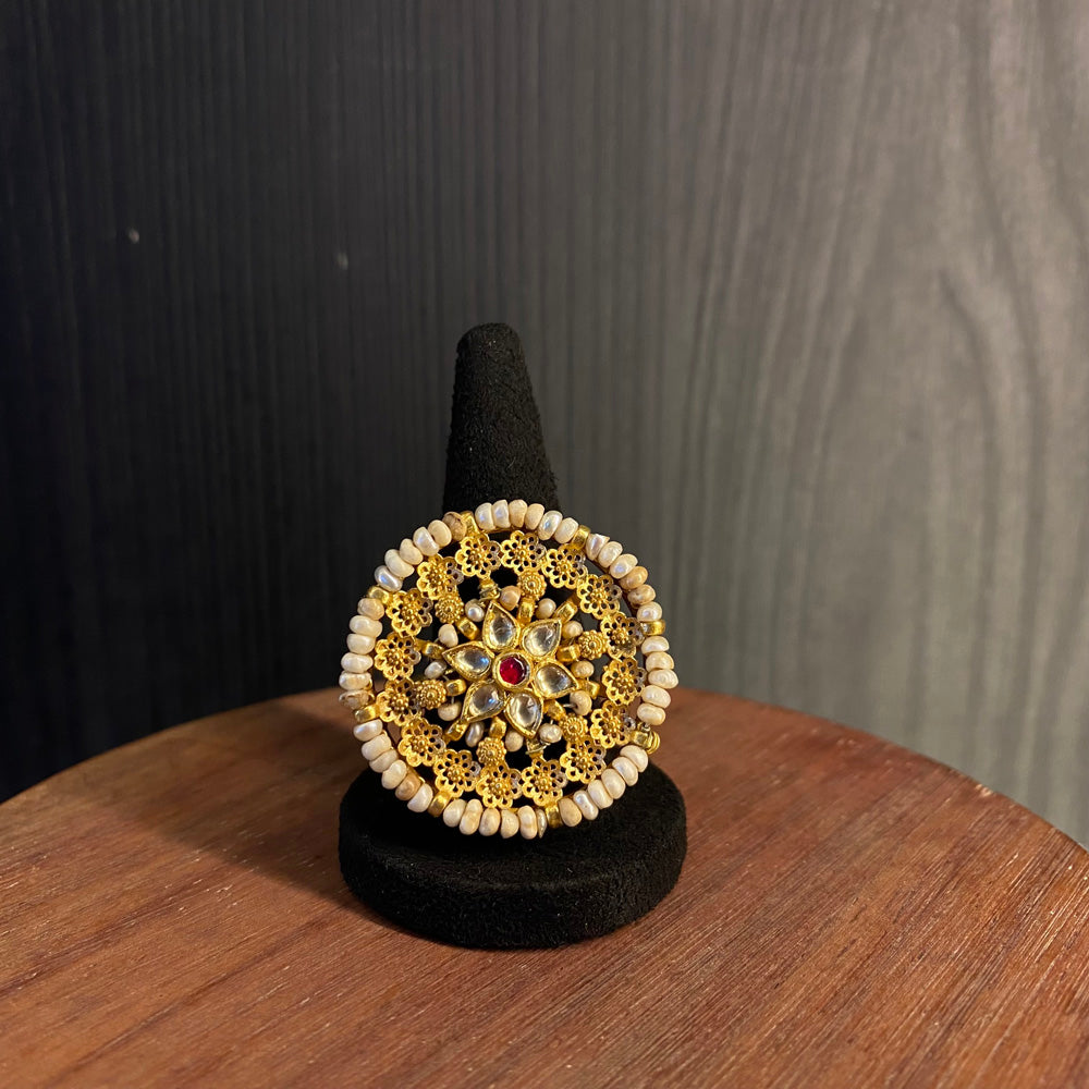 Smiha – handcrafted gold-tone 92.5 sterling silver ring by My Motifs