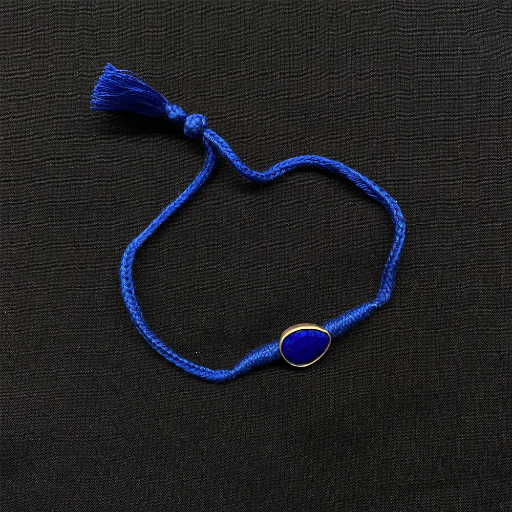 Blue Lapis Stone Rakhi – handcrafted 92.5 sterling silver rakhi by My Motifs