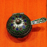 Dynamic Meenakari Mini Casserole Spoon Set – handcrafted 92.5 sterling silver casserole and spoon set by My Motifs