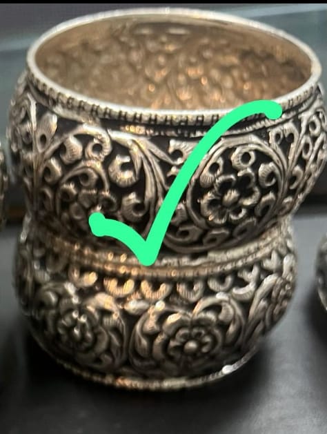 kada – wide kada bracelet with deeply engraved floral and scroll patterns – My Motifs