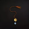 Multicolour Thread Gold Coin Lumba Rakhi – handcrafted 92.5 sterling silver rakhi by My Motifs