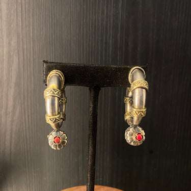 Aakar – handcrafted dual-tone 92.5 sterling silver earrings by My Motifs, view 2