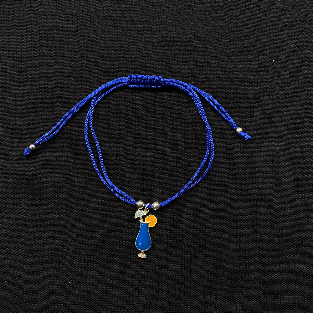 Kids Pure Silver Blue Enamel Mocktail Rakhi – handcrafted 92.5 sterling silver rakhi by My Motifs