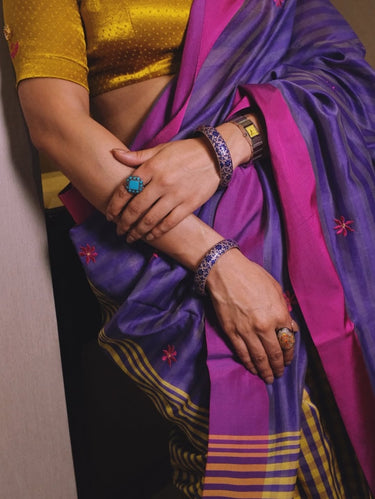 Indigo Meenakari Ethnic Bangles – handcrafted 92.5 sterling silver bangles by My Motifs, view 3