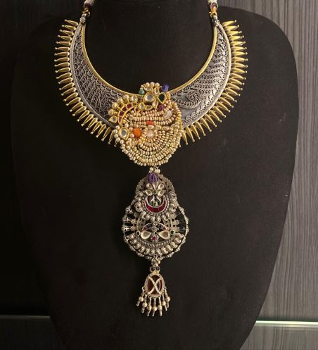 Vaama – handcrafted dual-tone 92.5 sterling silver necklace by My Motifs