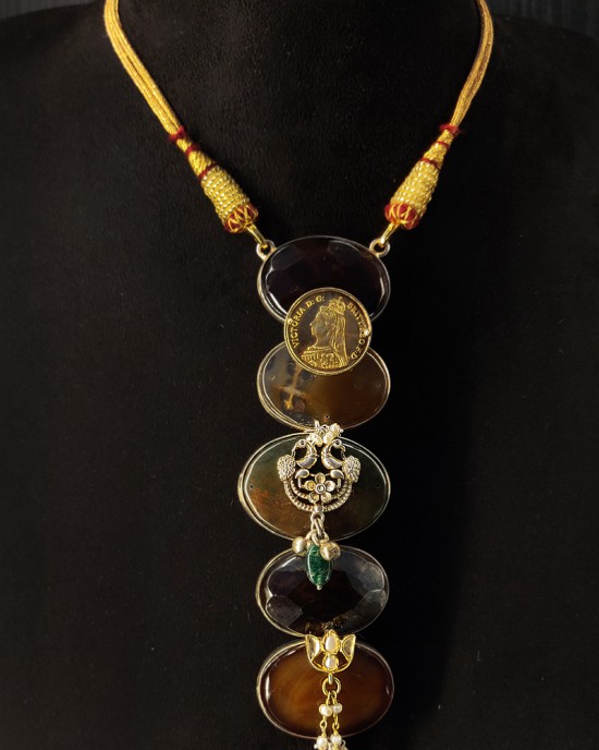 MultiColor Kundan Long Pendant Necklace