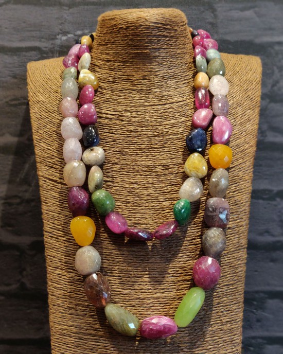 Double Layered Gemstone Necklace