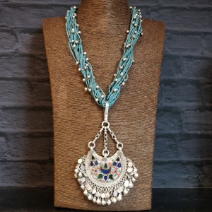 Aqua Haar With Chandbali Pendant