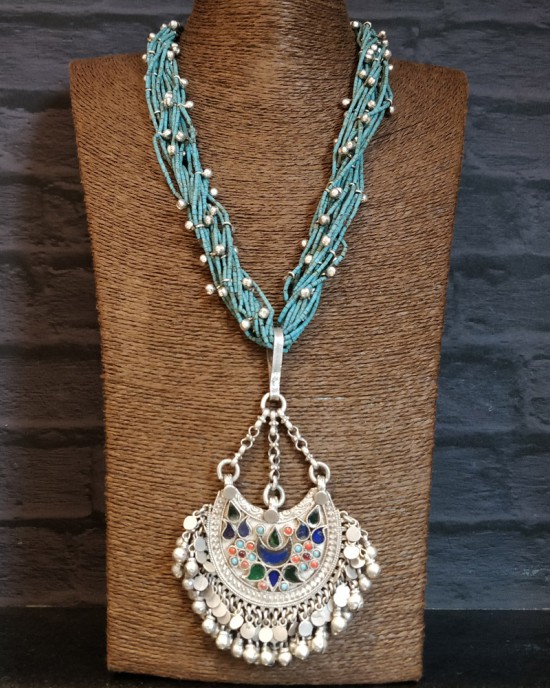 Aqua Haar With Chandbali Pendant