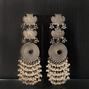 Long Antique Bohemian Tribal Design Earrings.