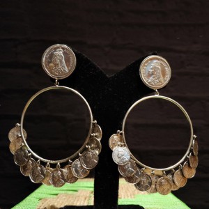 Victorian Coin Loop Drop Earrings