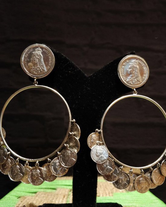 Victorian Coin Loop Drop Earrings