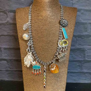 Multicolour Charm Necklace With Multicolour Pendant