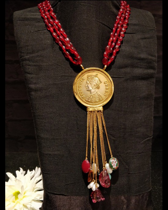 Long Bold Vintage Coin Necklace