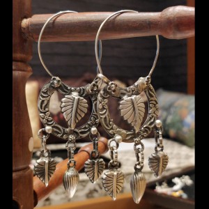 Tribal Leafy Hoop Earrings