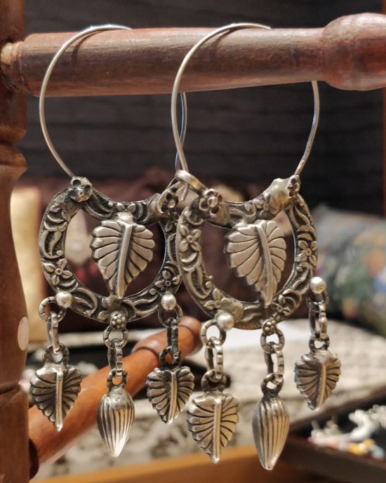 Tribal Leafy Hoop Earrings