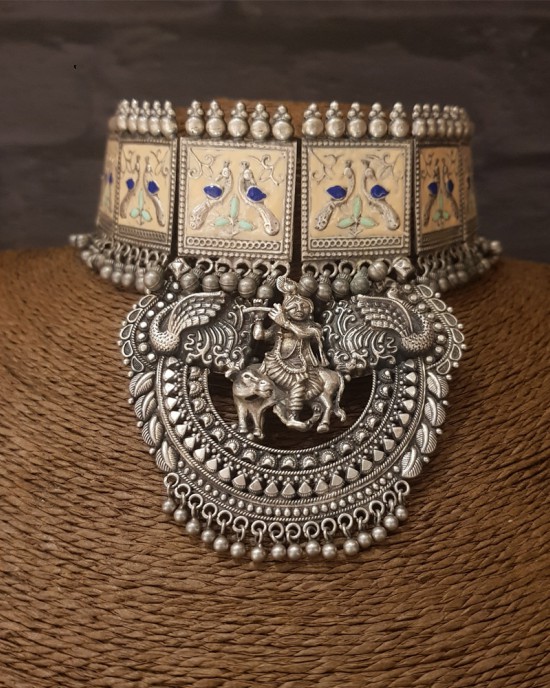 Pure Silver Shri Krishna Necklace