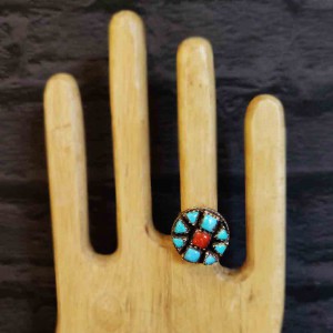 Contrasting Clustered Orange And Blue Stone Ring