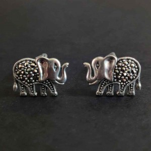 Bejeweled Elephant Cuff Links Button