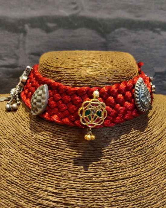 Red Necklace With Dual Tone