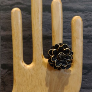 Black Floral Ring