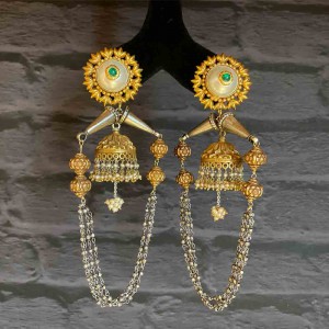 Silver And Gold Chandbali