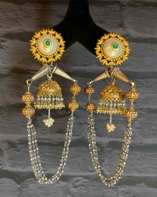 Silver And Gold Chandbali